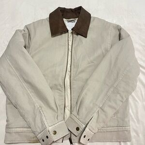 GARAGE Beige Workwear Jacket with Brown Collar